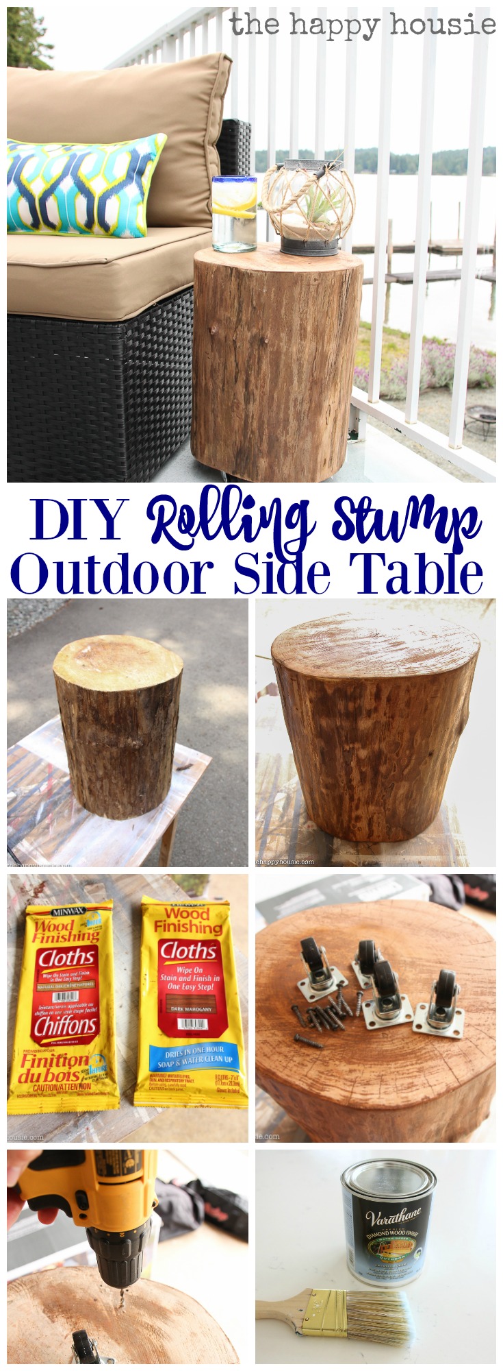 DIY Rolling Stump Outdoor Side Table poster.