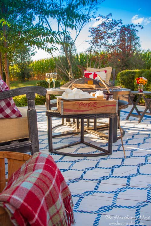 OE Features Patio with DIY Painted Rug at Heathered Nest