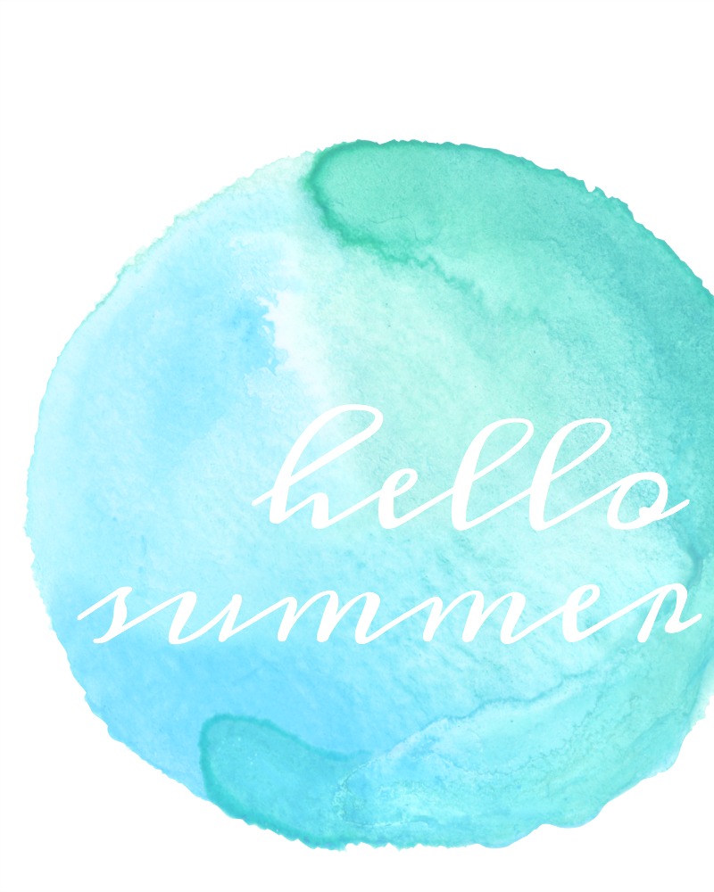 hello summer free watercolour printable graphic.