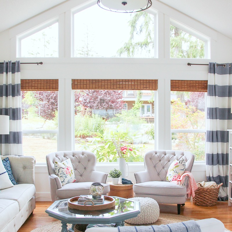 Cordless Bamboo Woven Blinds, Bamboo Roman Shades In Living Room