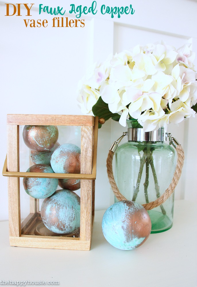 How To Make beautiful and simple DIY faux aged copper balls vase fillers poster.