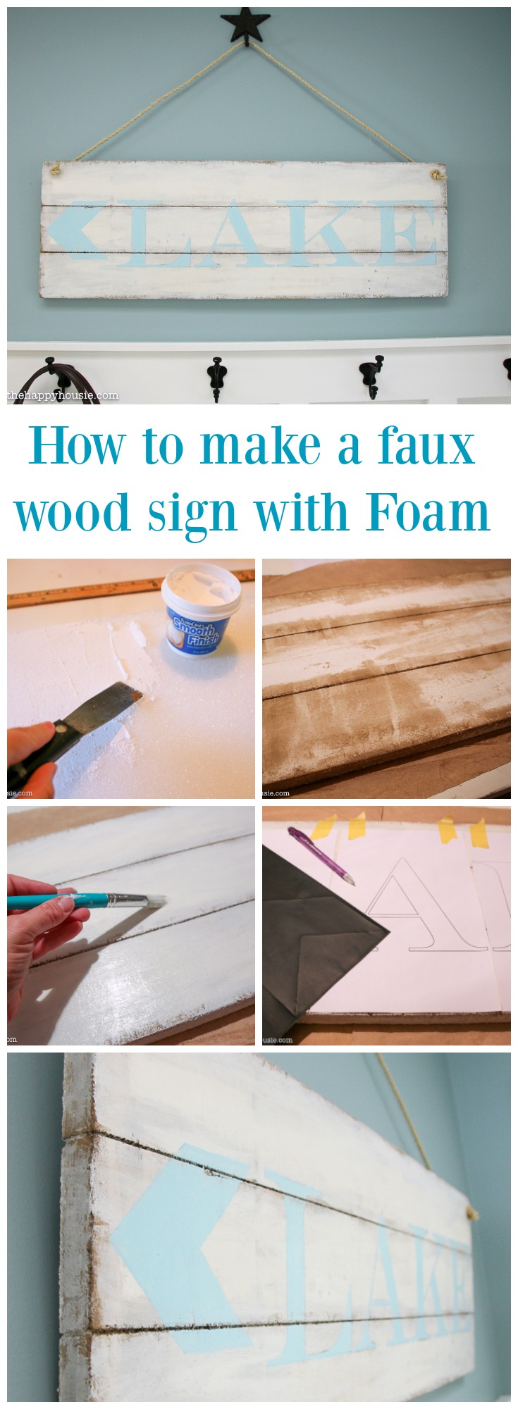 How to make a faux wood sign with FOAM tutorial poster.