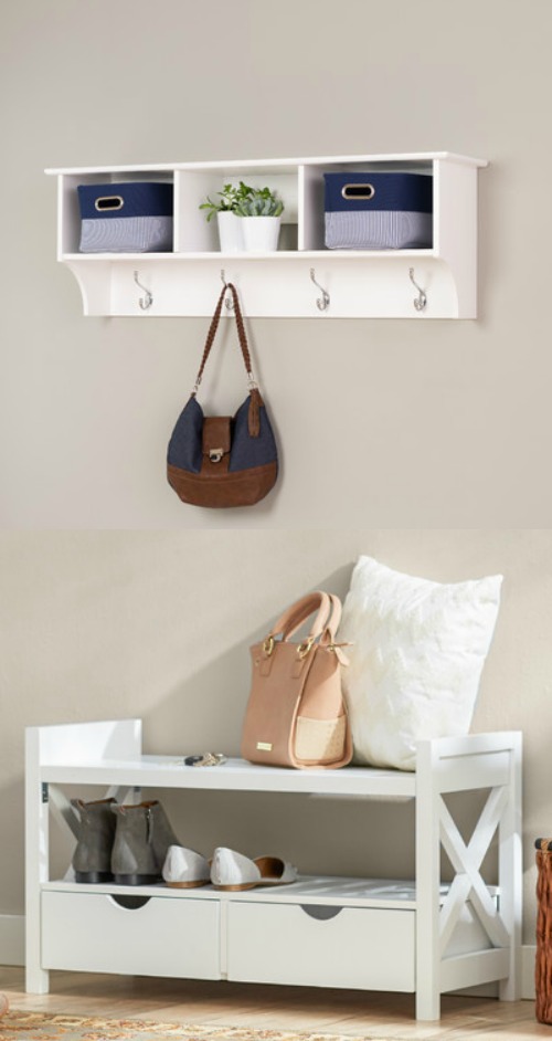 entry bench and shelf
