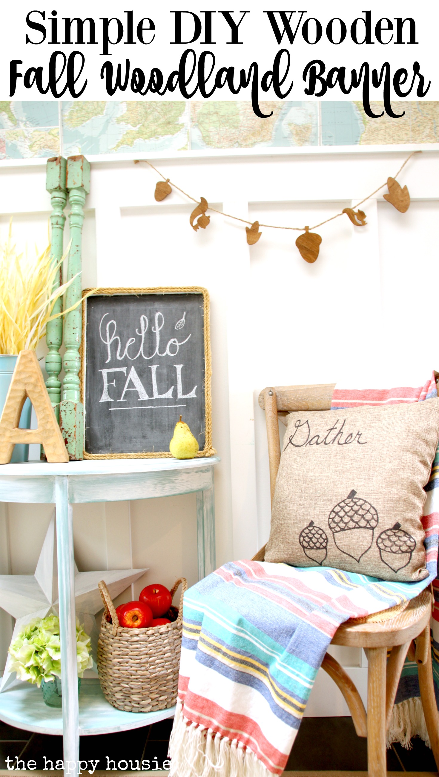 Simple DIY wooden fall woodland banner graphic.