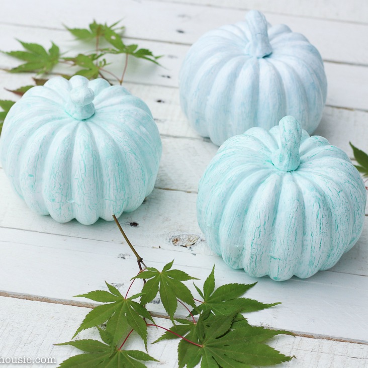 DIY Crackle Glaze Blue Pumpkins