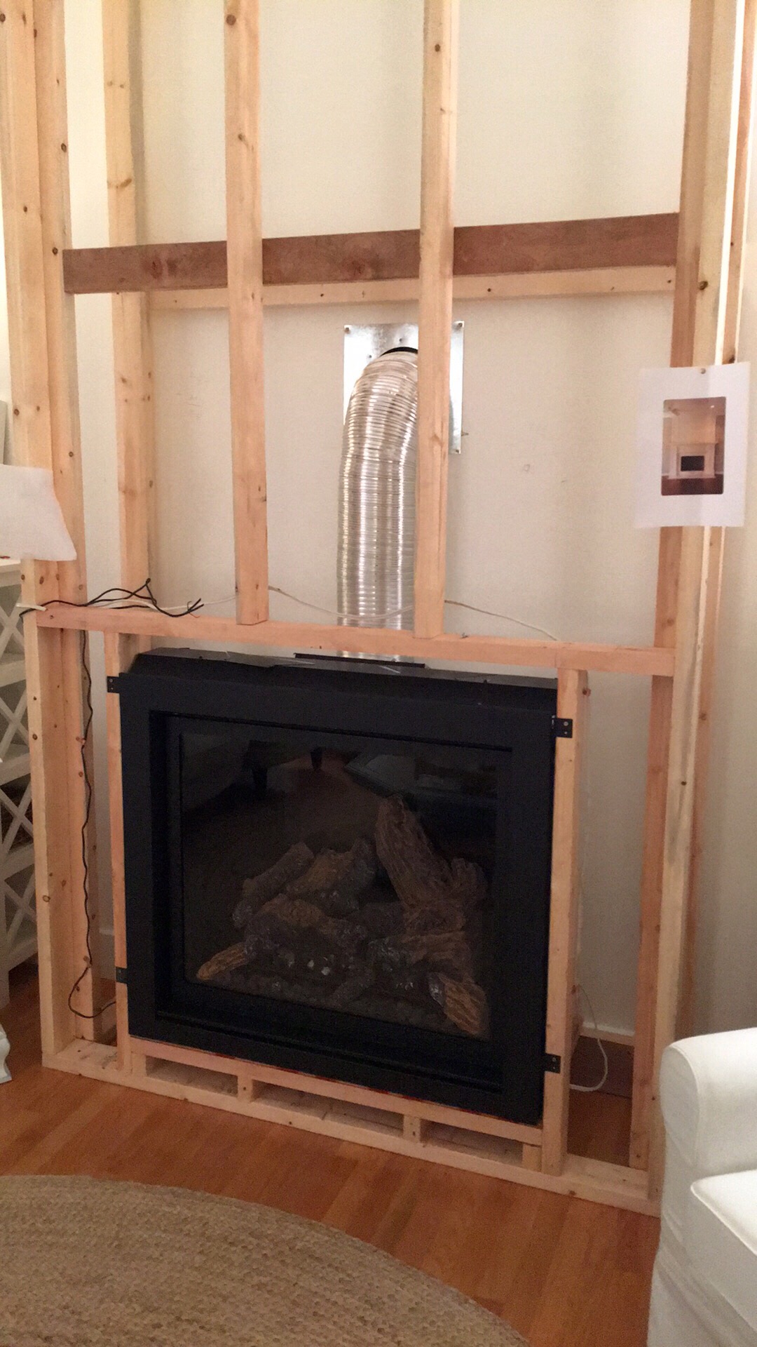 The fireplace building process.