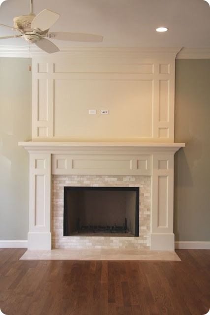 There is a small mantel on this white fireplace.