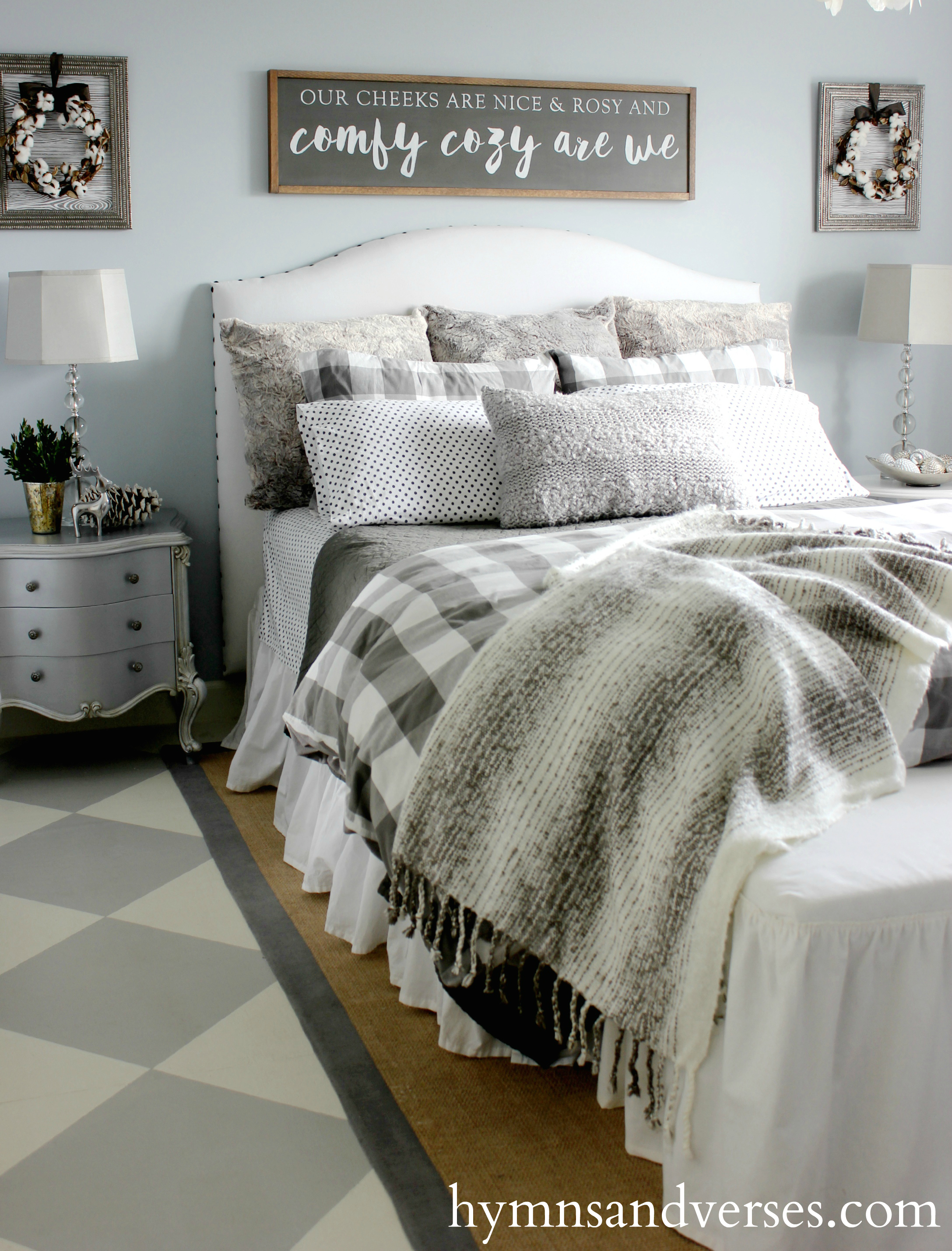 comfy-cozy-winter-bedroom with plaid.