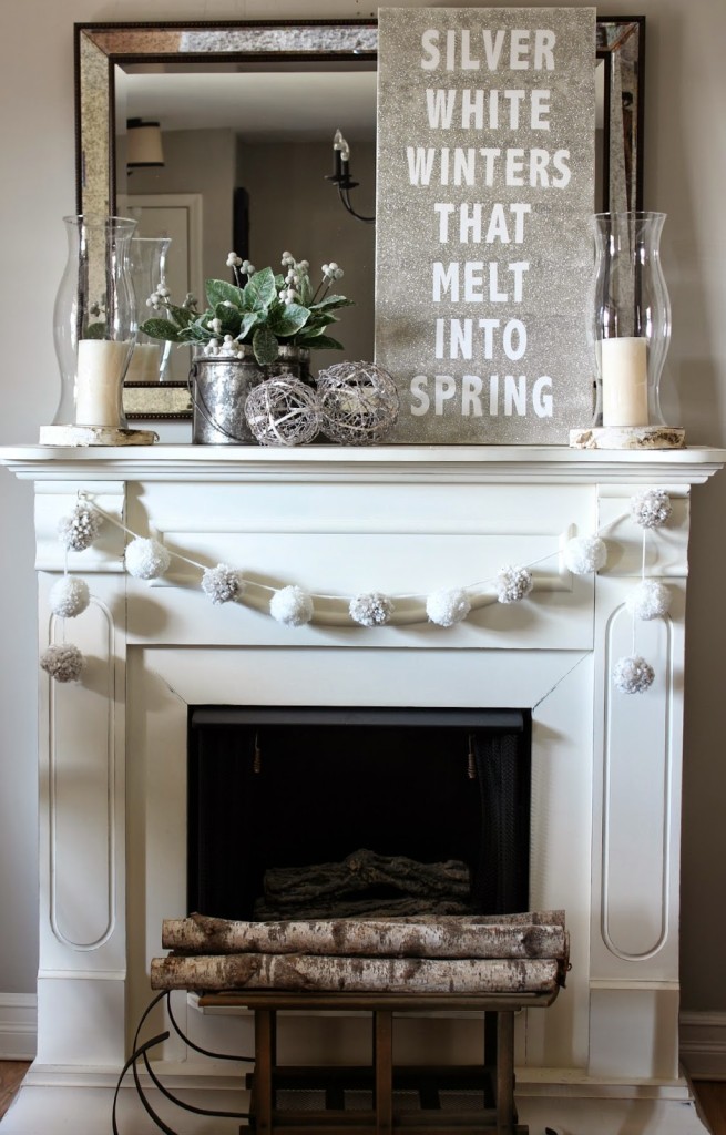 silver-and-white-winter-mantel-at-hymns-and-verses