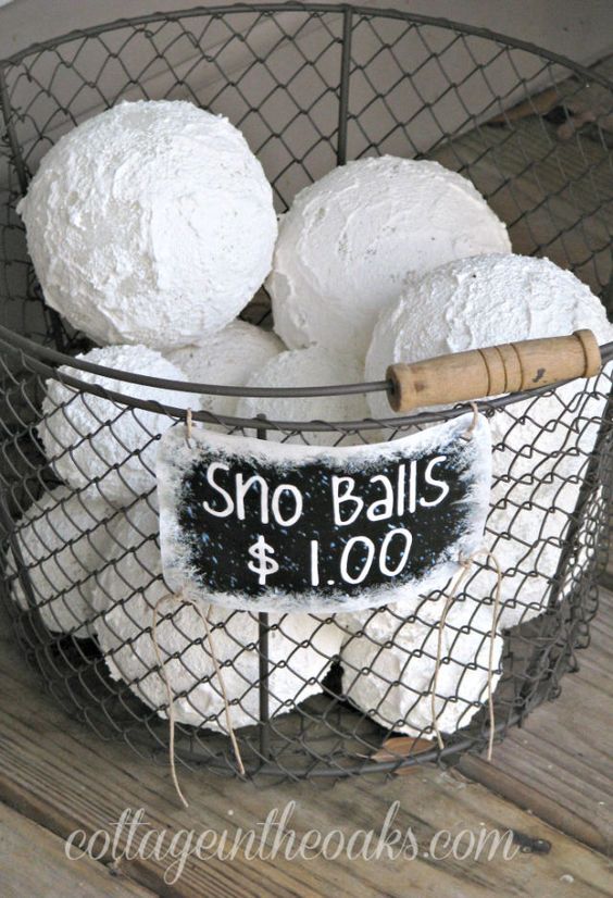 White-snowballs in a metal bucket.