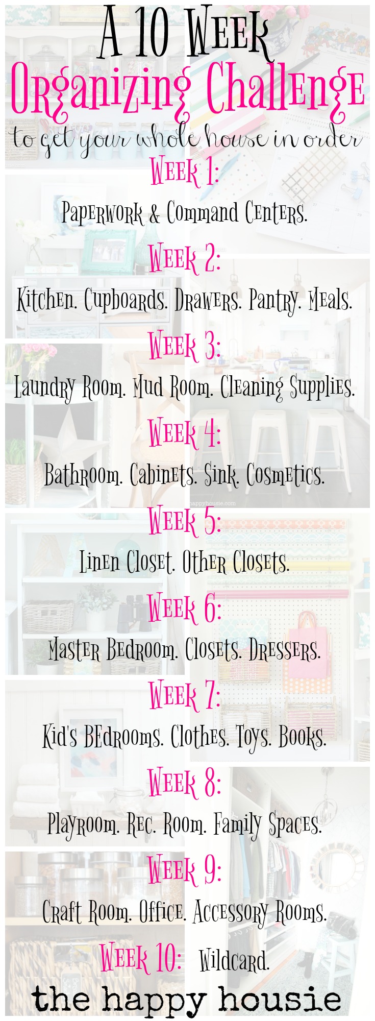 Get your whole house in order in ten weeks! Details and a plan and a challenge at the happy housie
