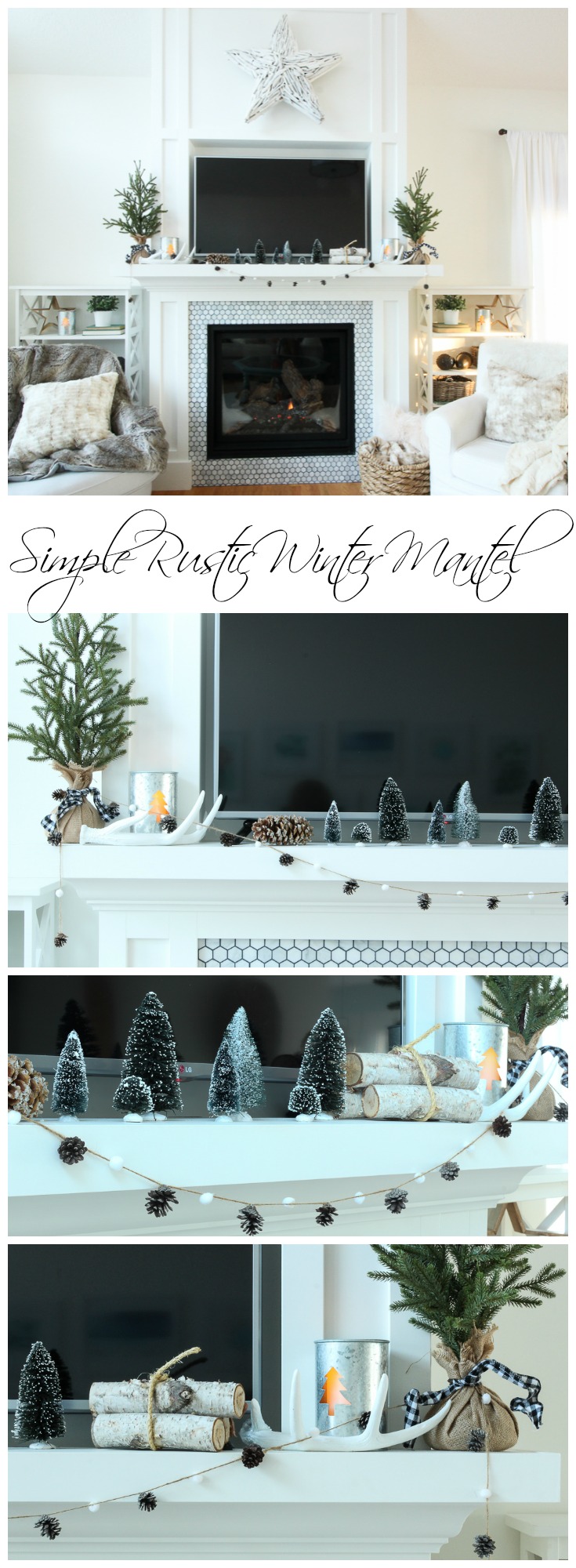 simple-rustic-winter-mantel-with-bottle-brush-trees-at-the-happy-housie