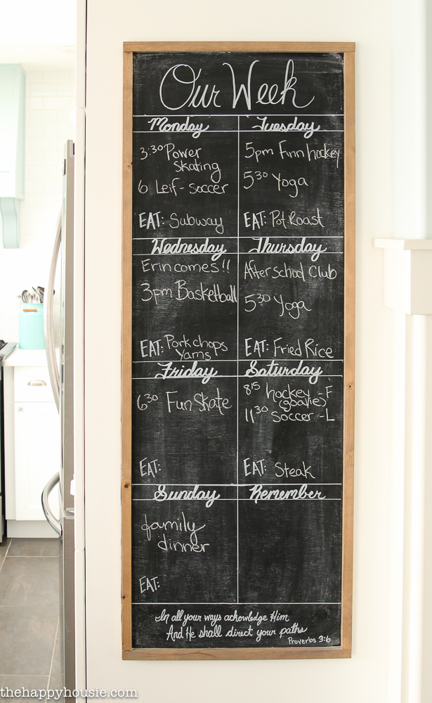 Activities written on the board.