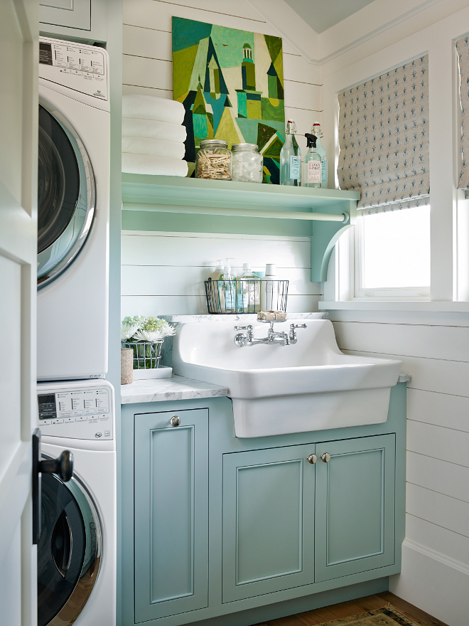 A farmhouse sink in the laundry room.