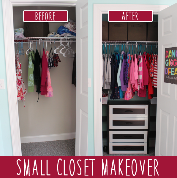 A before and after share of the organized closet.