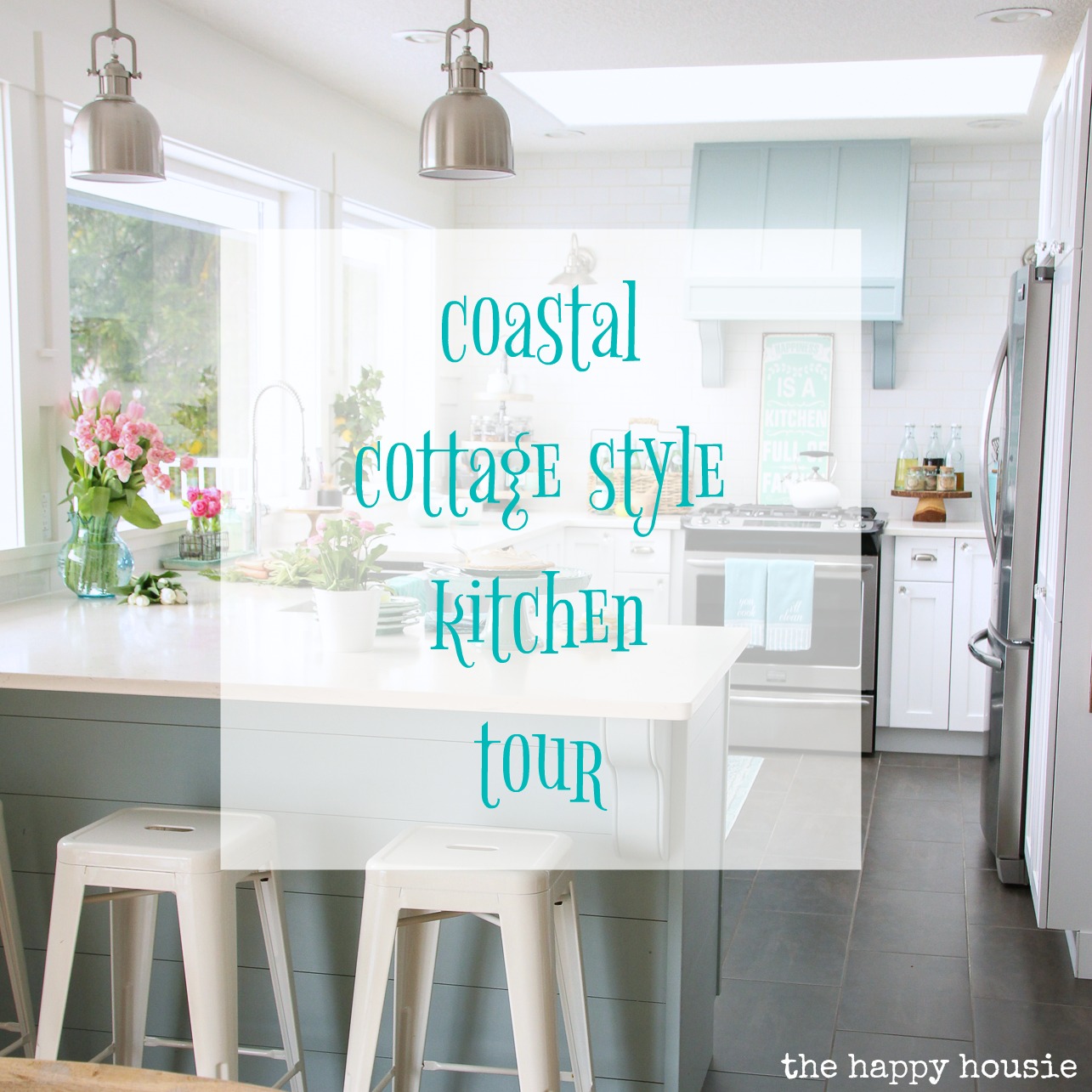 Coastal Cottage Style Kitchen Tour graphic.