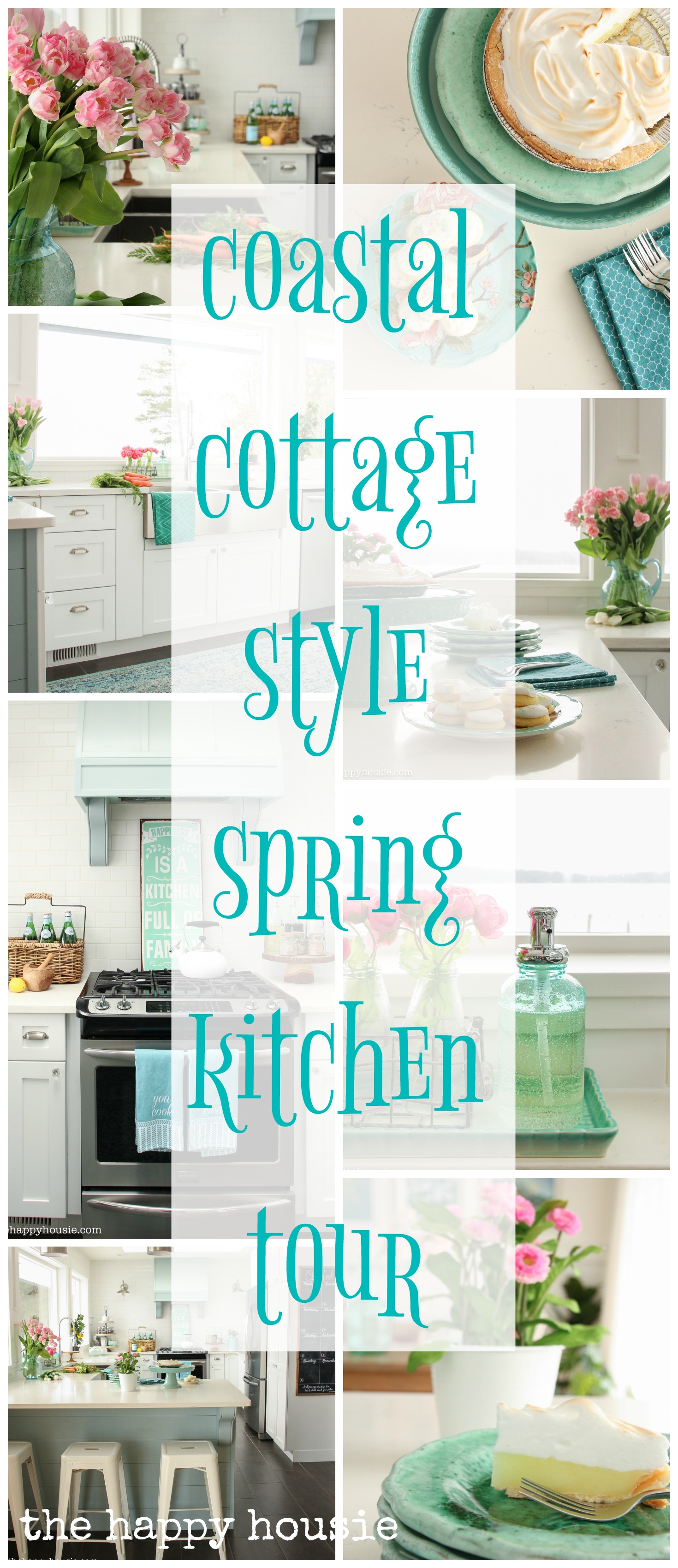 Coastal Cottage Style Spring Kitchen Tour poster.