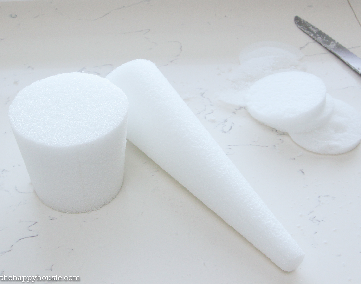 Three different shapes of styrofoam.