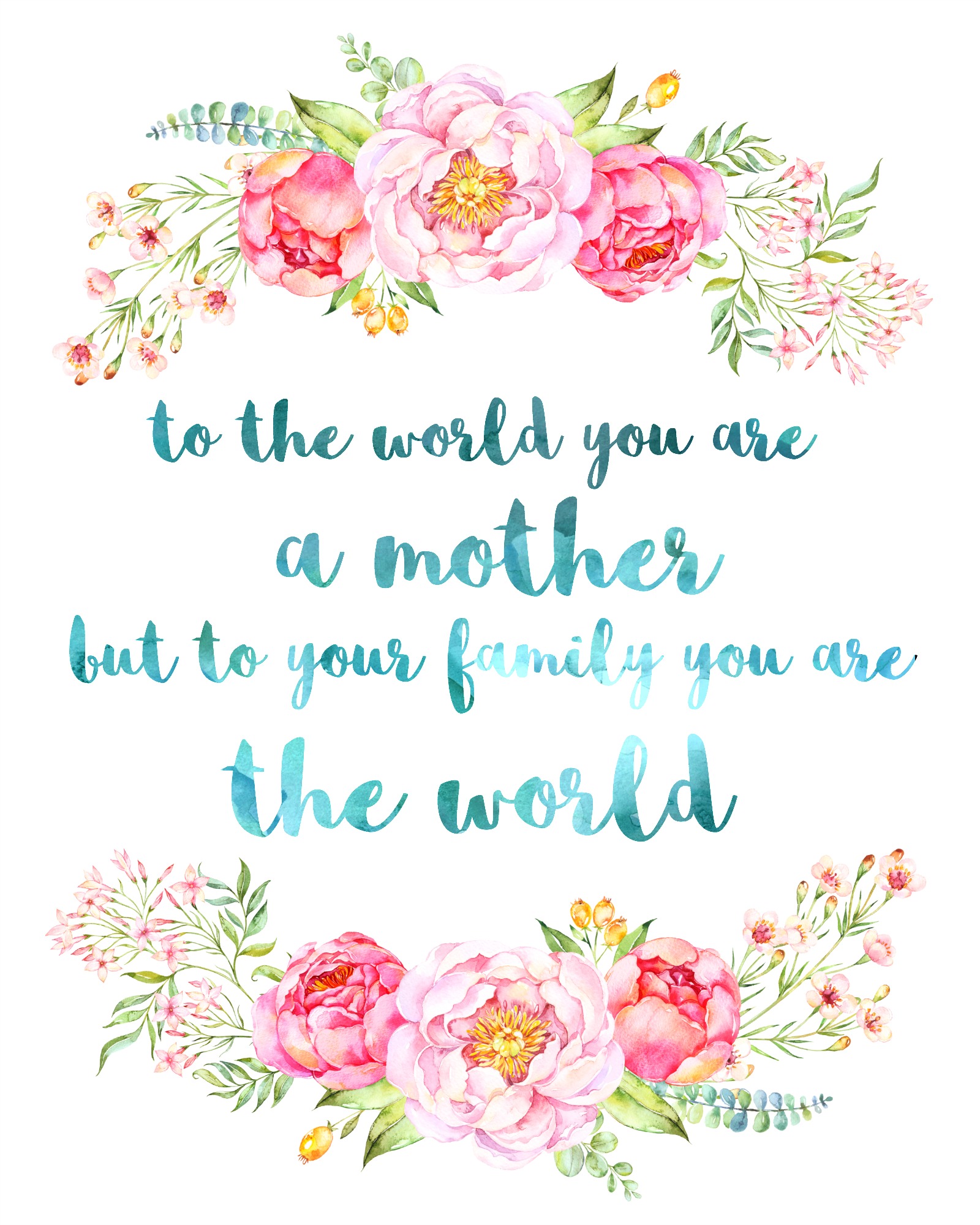 To the world you are a mother but to your family you are the world quote.