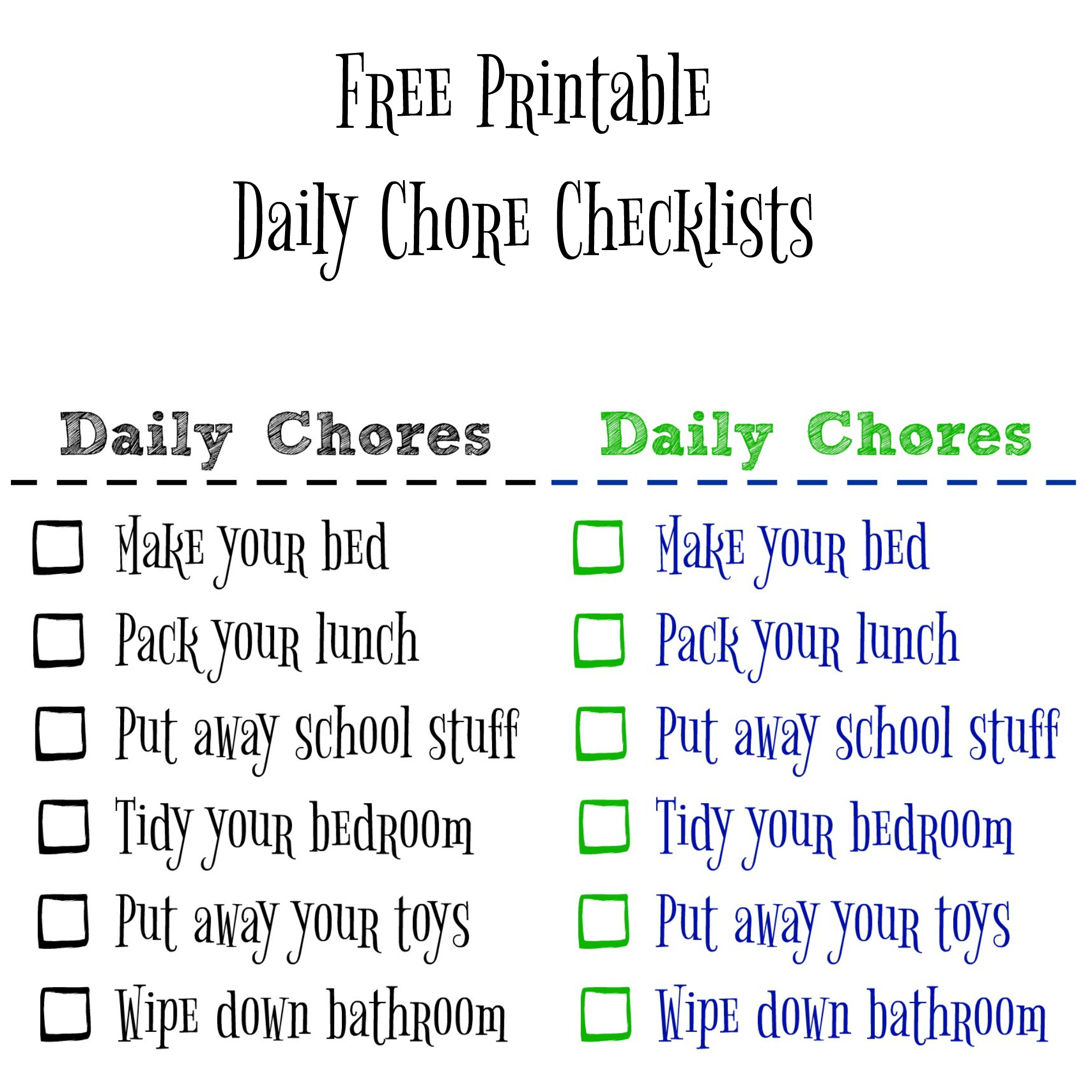 Teaching Kids to be Clean & Organized with a Free Printable Chore Checklist