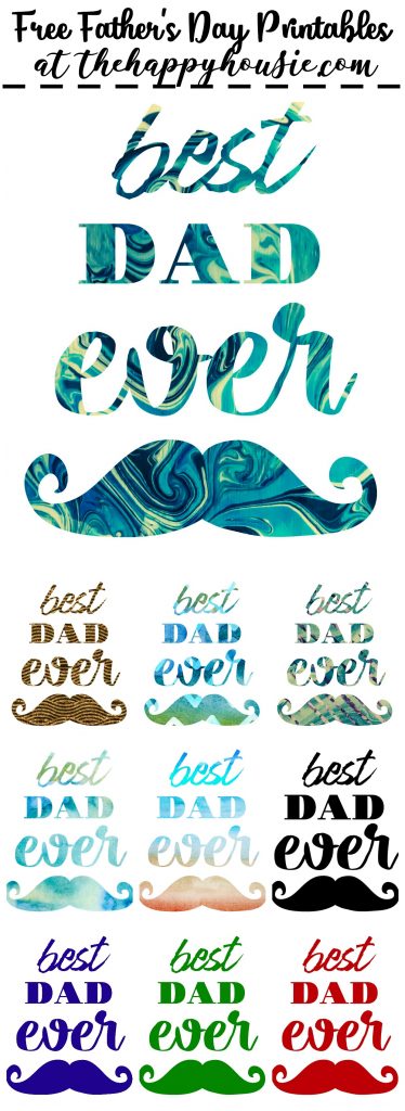 3 Fab Father's Day Free Printables in tons of colours! | The Happy Housie