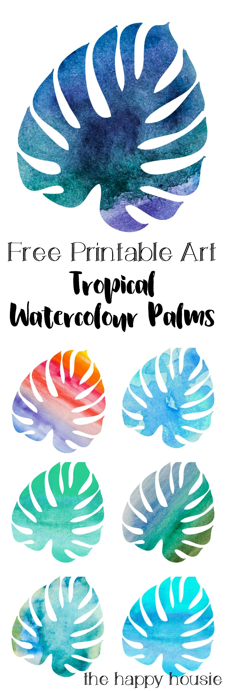 Free Printable Art Tropical Watercolour Palms print.