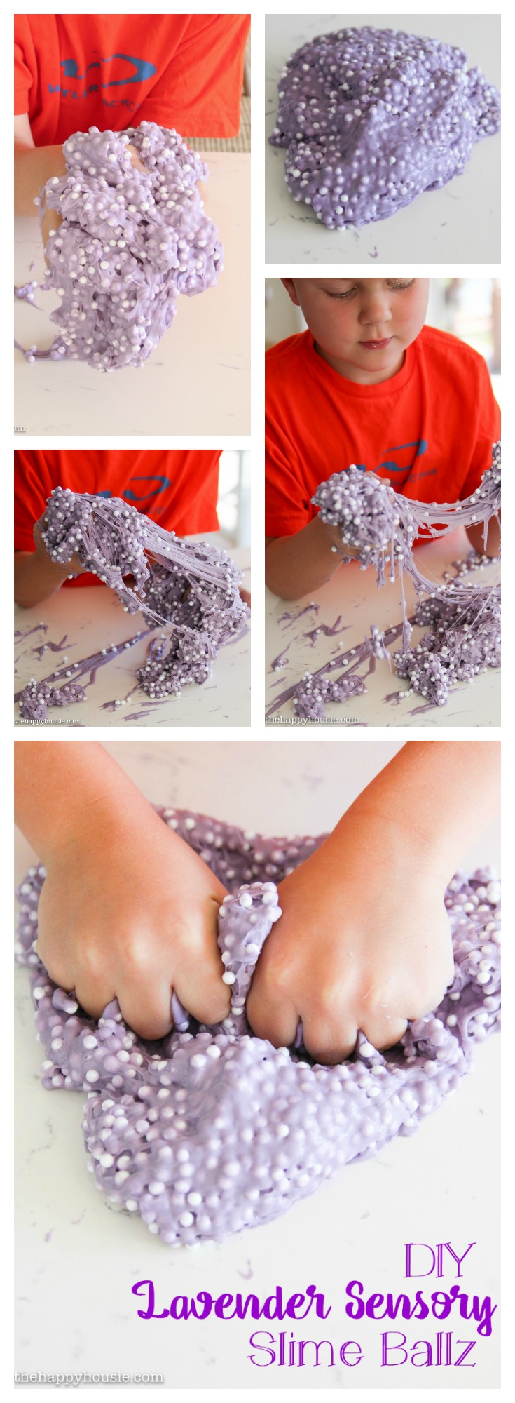 DIY lavender sensory slime ballz poster.