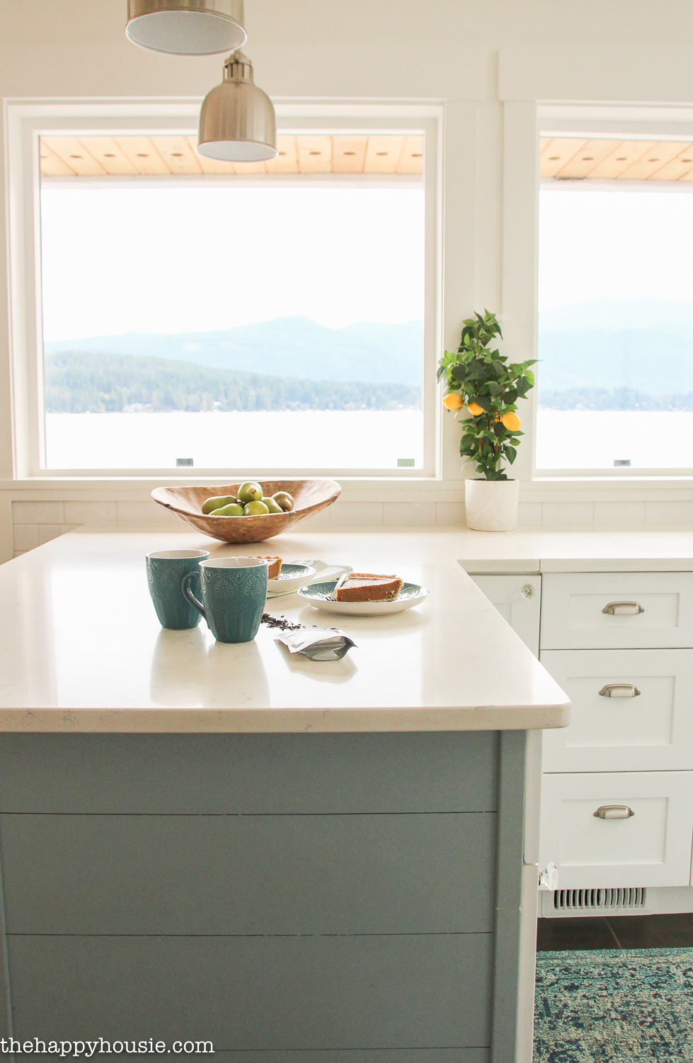 The white kitchen counters.