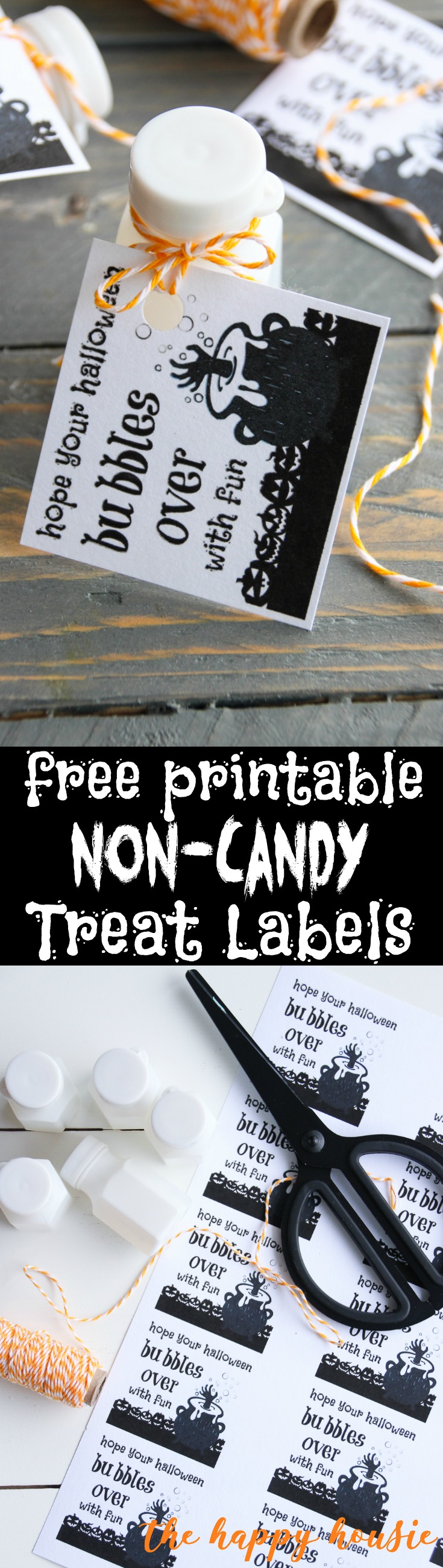 Free Printable Non-Candy Treat Labels graphic.