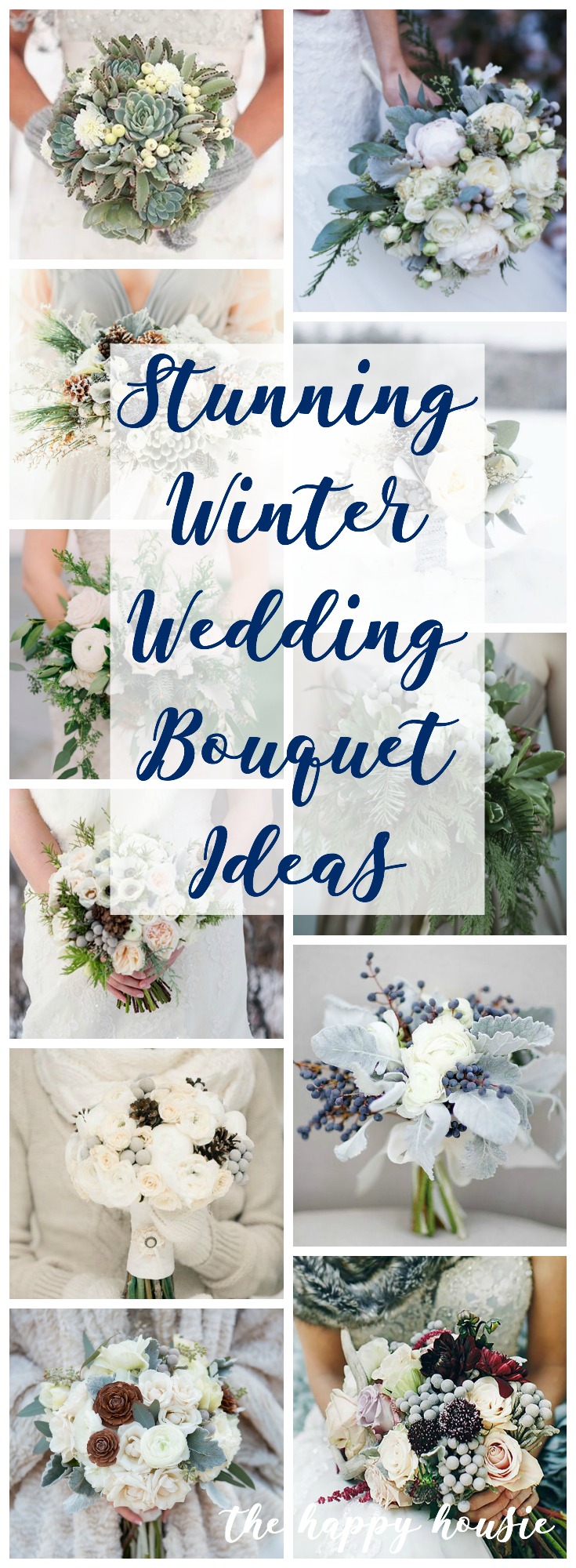 Stunning winter wedding bouquet ideas poster.