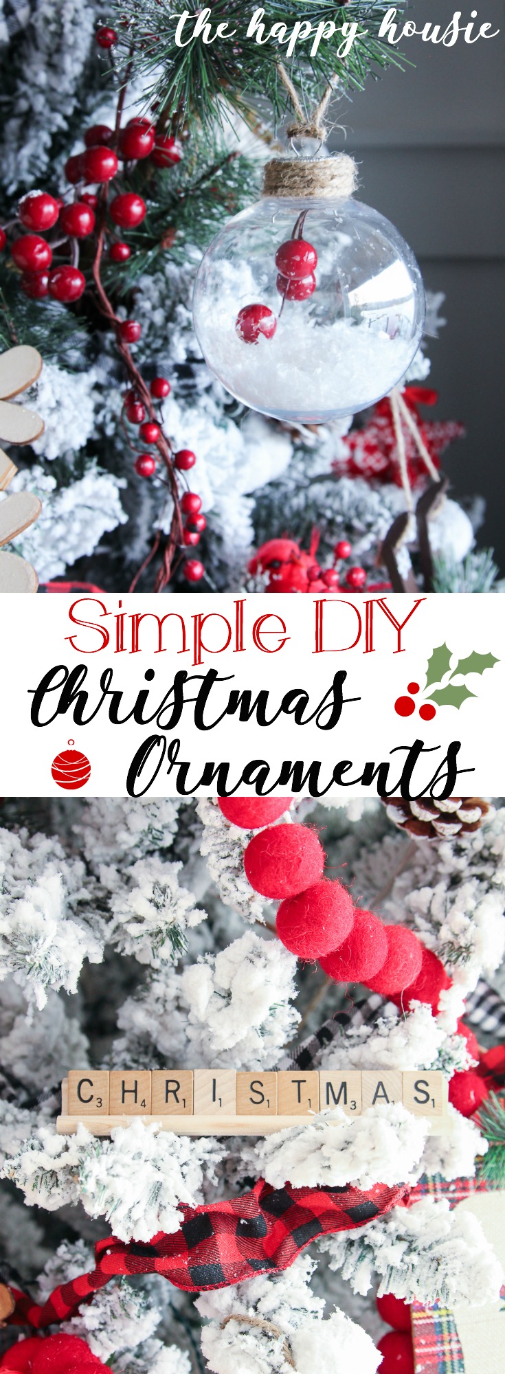Simple DIY Christmas Ornaments poster.