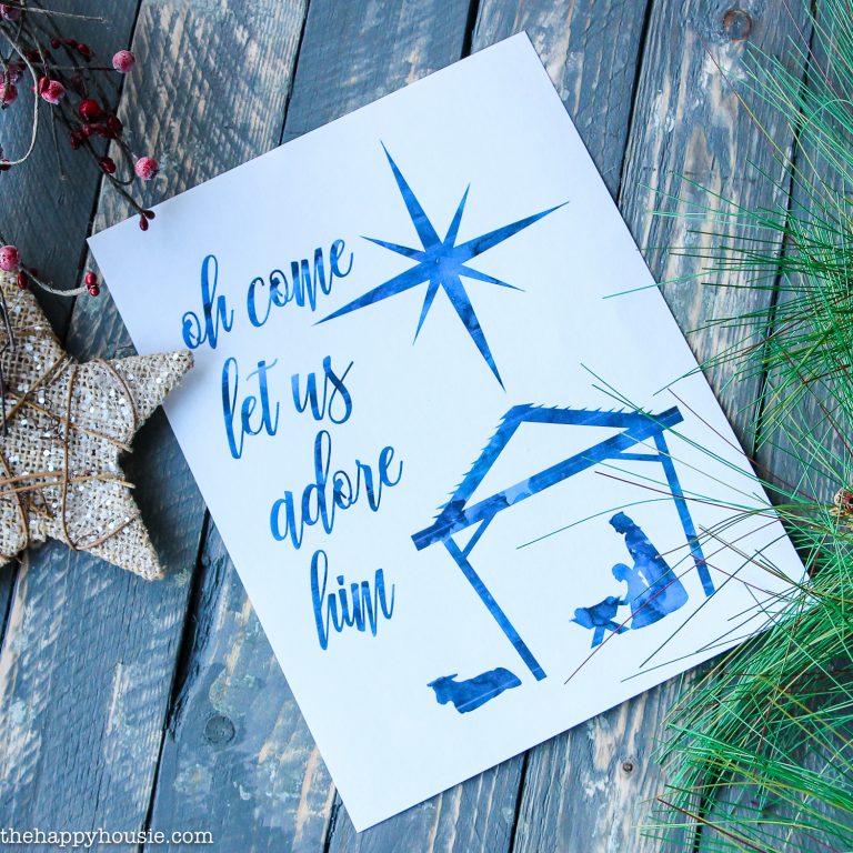 Oh Come Let Us Adore Him Free Christmas Nativity Printable (in 4 colours!)