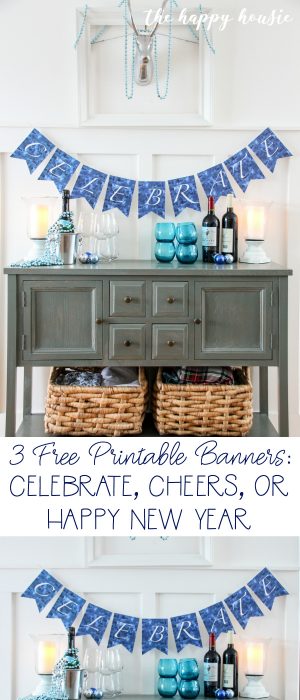 Free Printable New Year's Eve Banners &amp; Bar Cabinet Decor | The Happy Housie