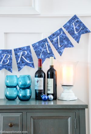 Free Printable New Year's Eve Banners &amp; Bar Cabinet Decor | The Happy Housie