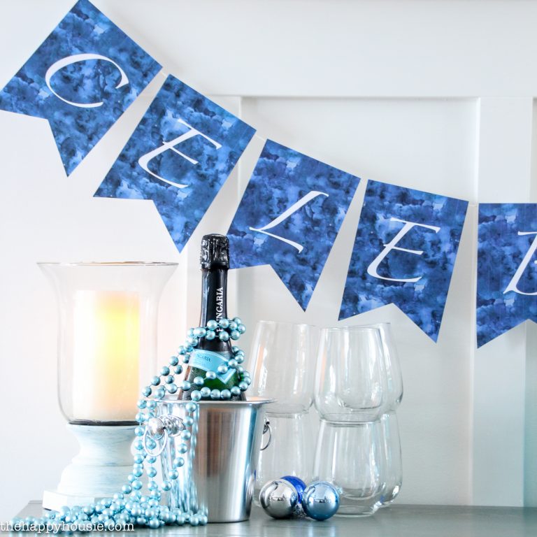 Free Printable New Year’s Eve Banners & Bar Cabinet Decor
