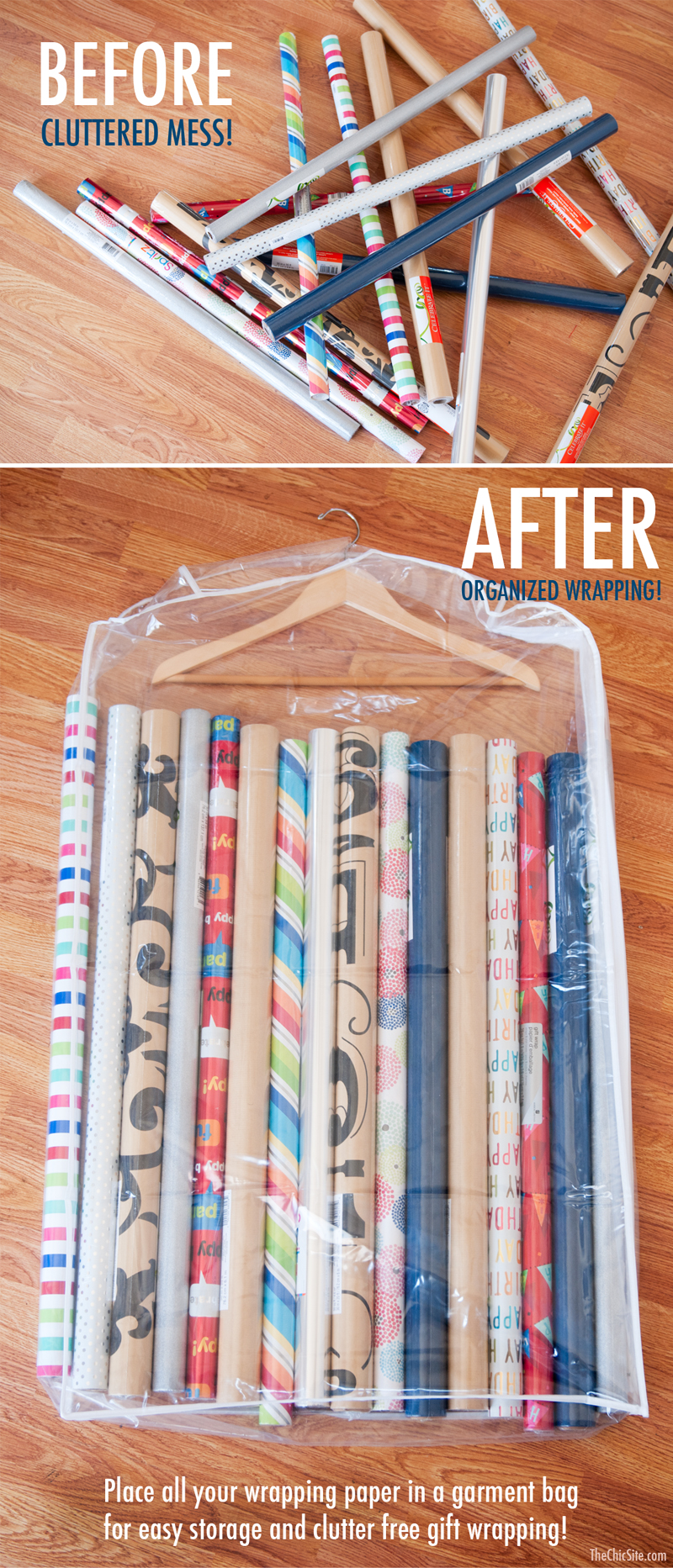 Before and after wrapping paper.