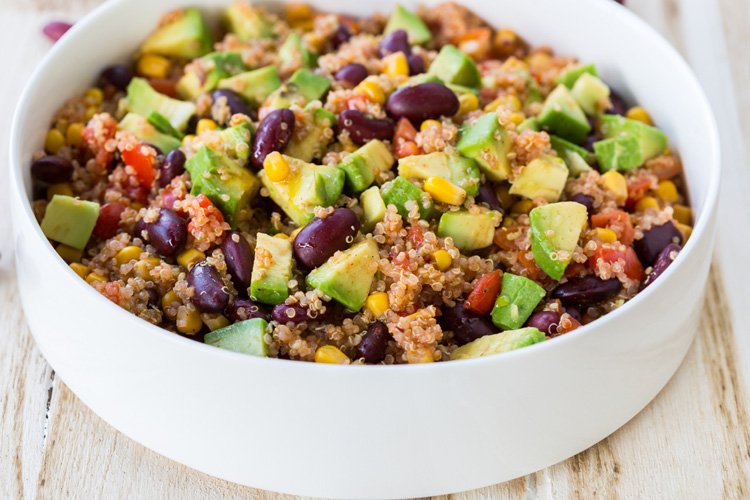 Quinoa with vegetables and beans.