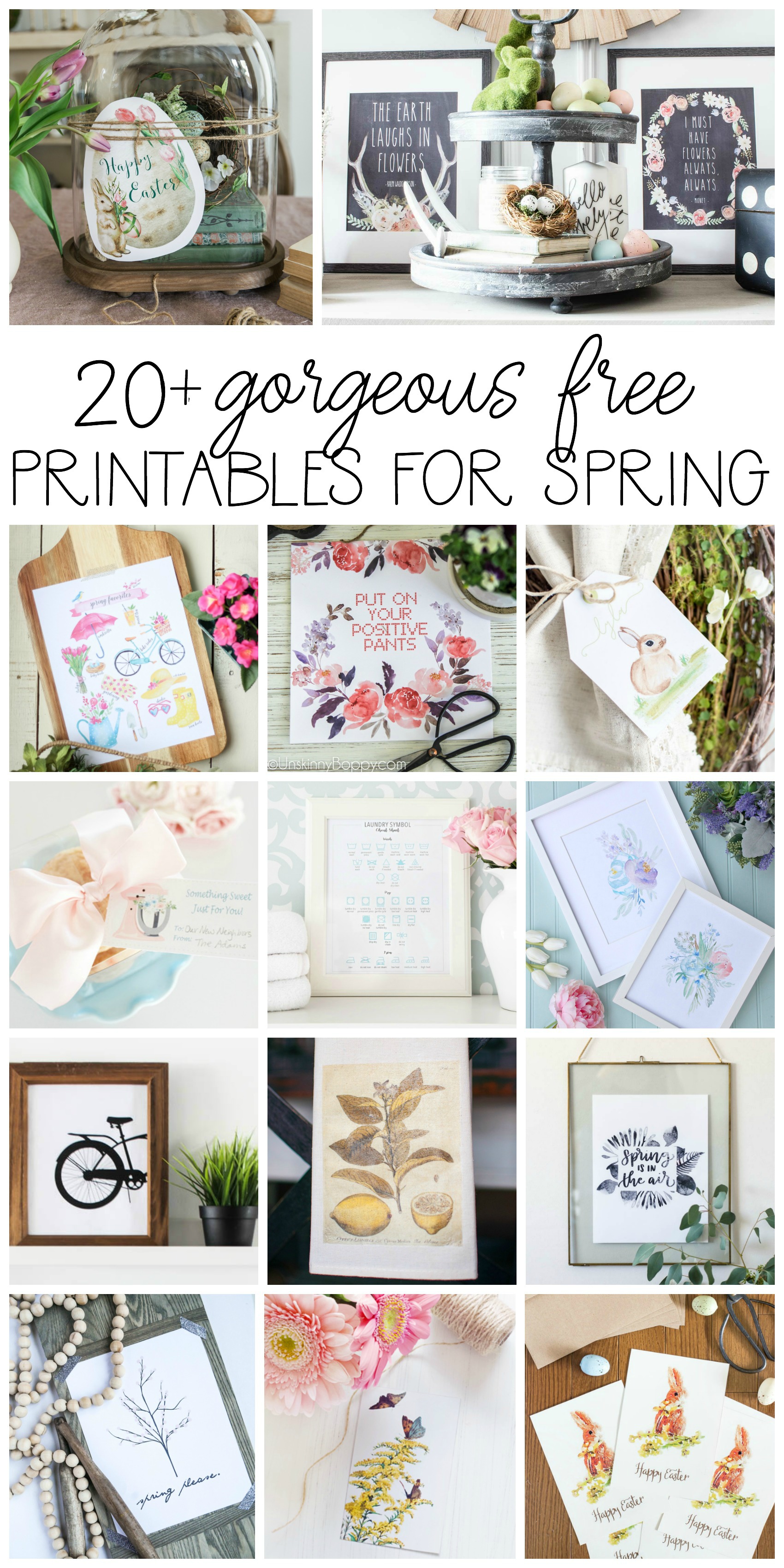 20 Gorgeous Free Printables For Spring poster.