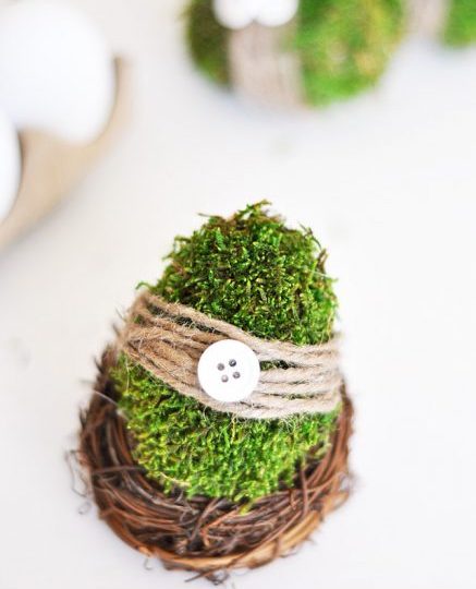 A moss covered Easter egg.