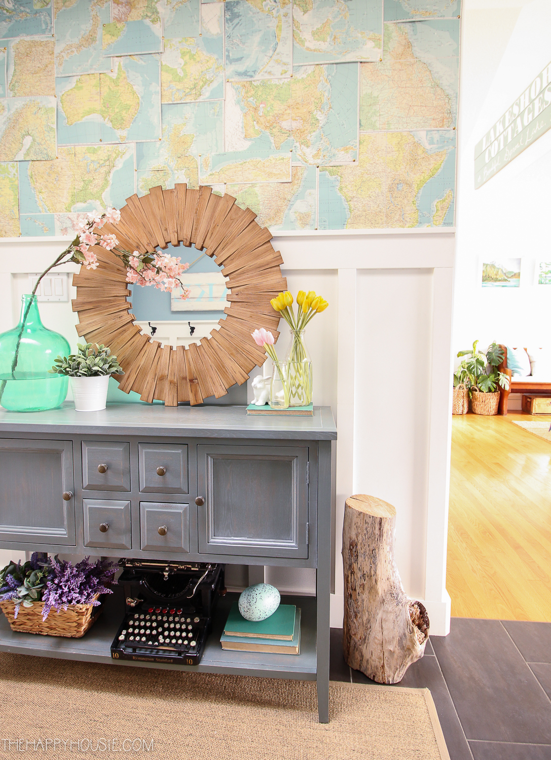 A shot of the table with a custom map above it.