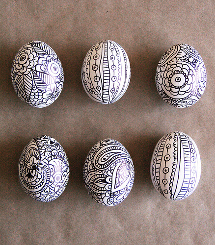 Sharpie doodled eggs.
