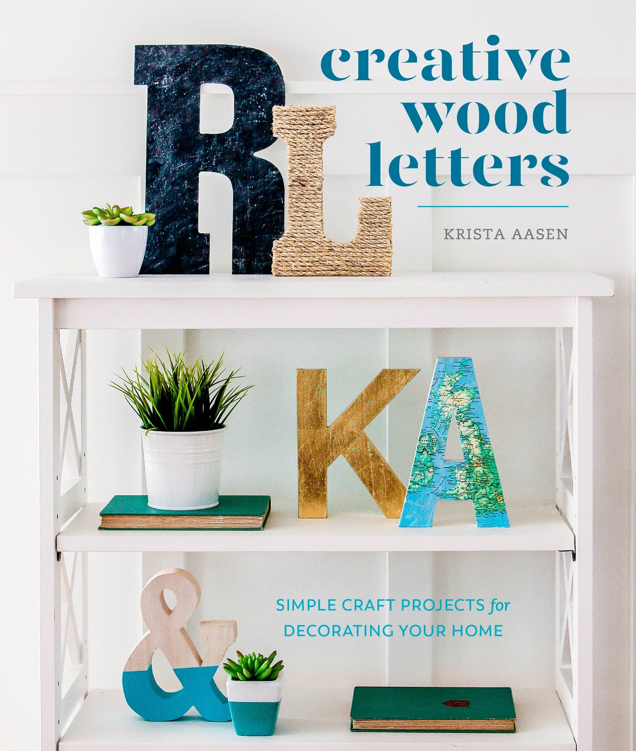 Creative wood letters on a shelf.