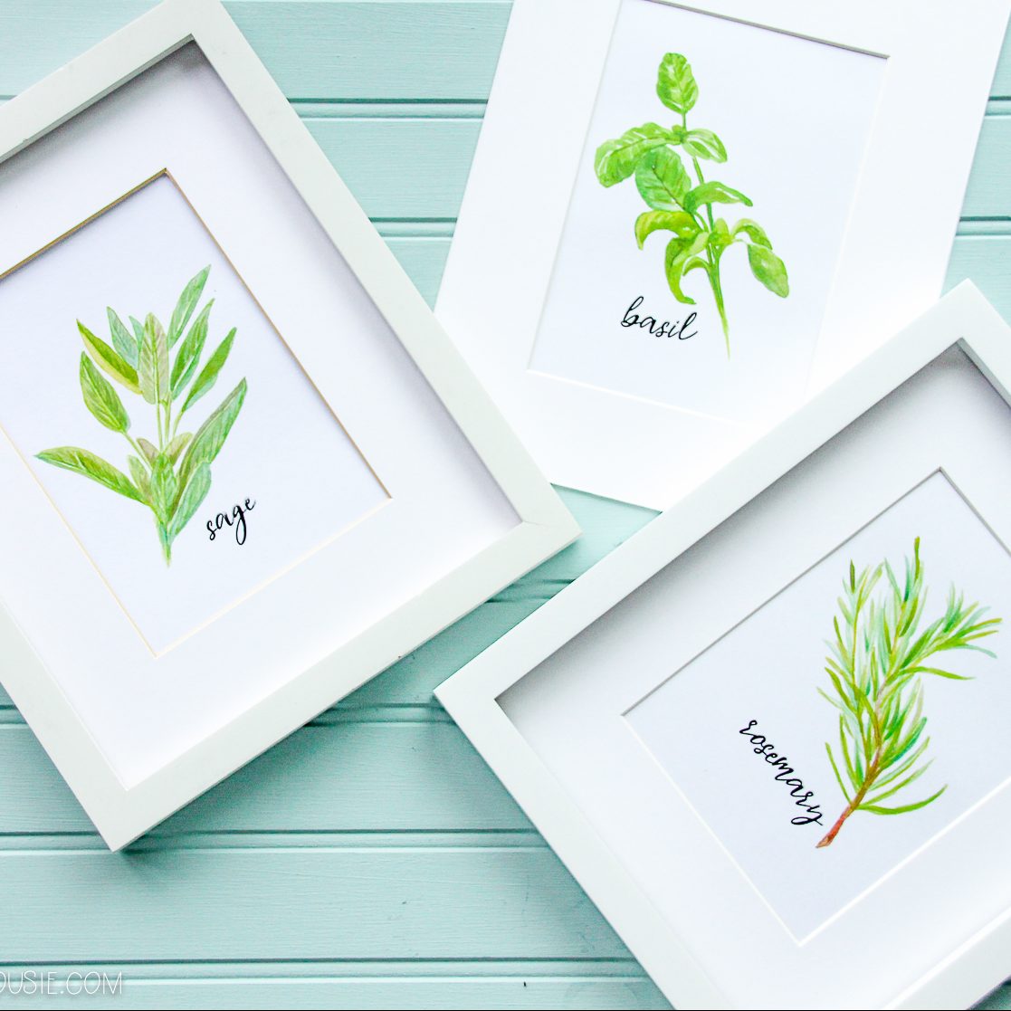 Watercolour Herb Free Kitchen Printables {in 10 designs!}