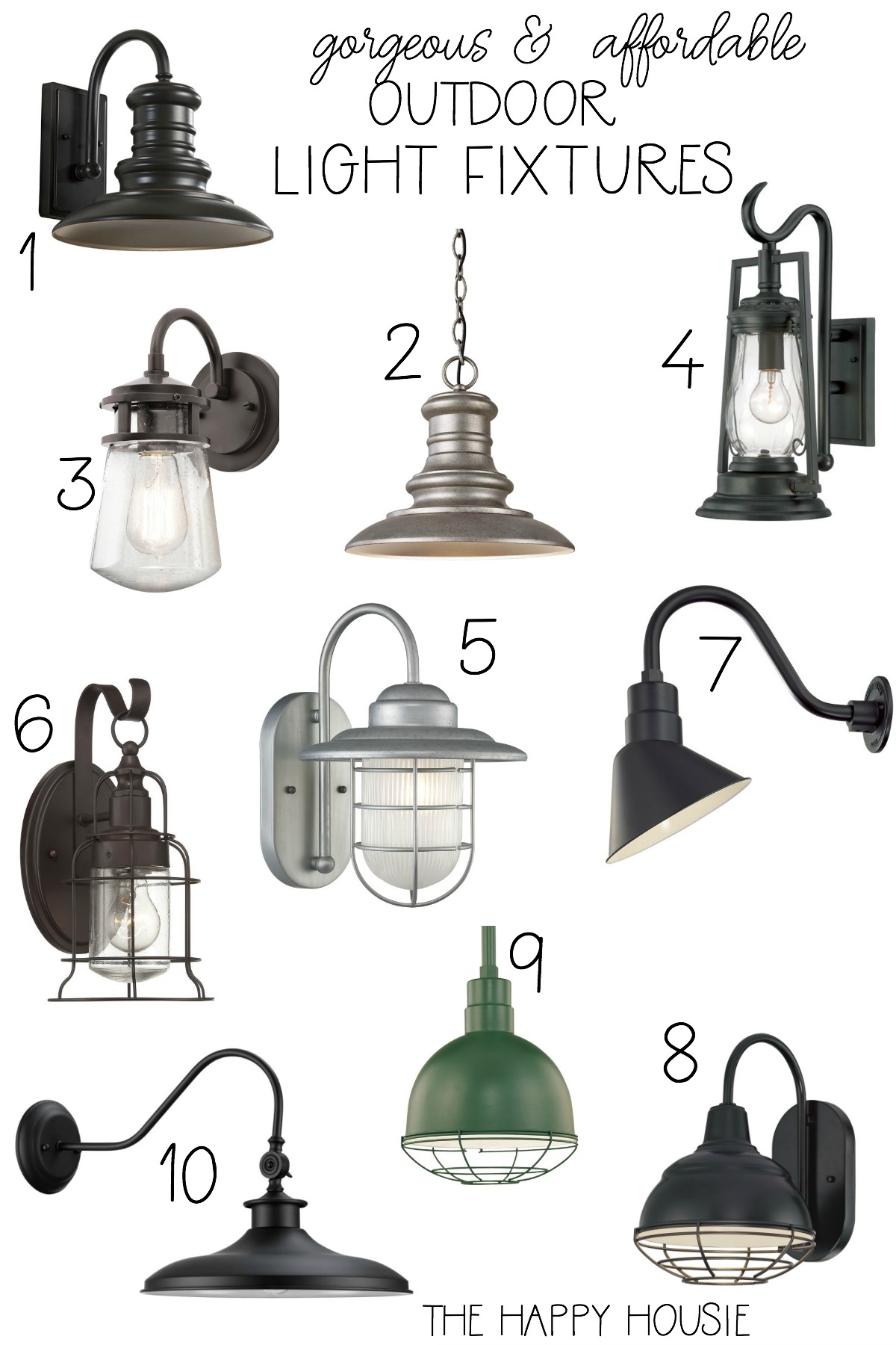 Gorgeous & Affordable Outdoor Light Fixtures poster.