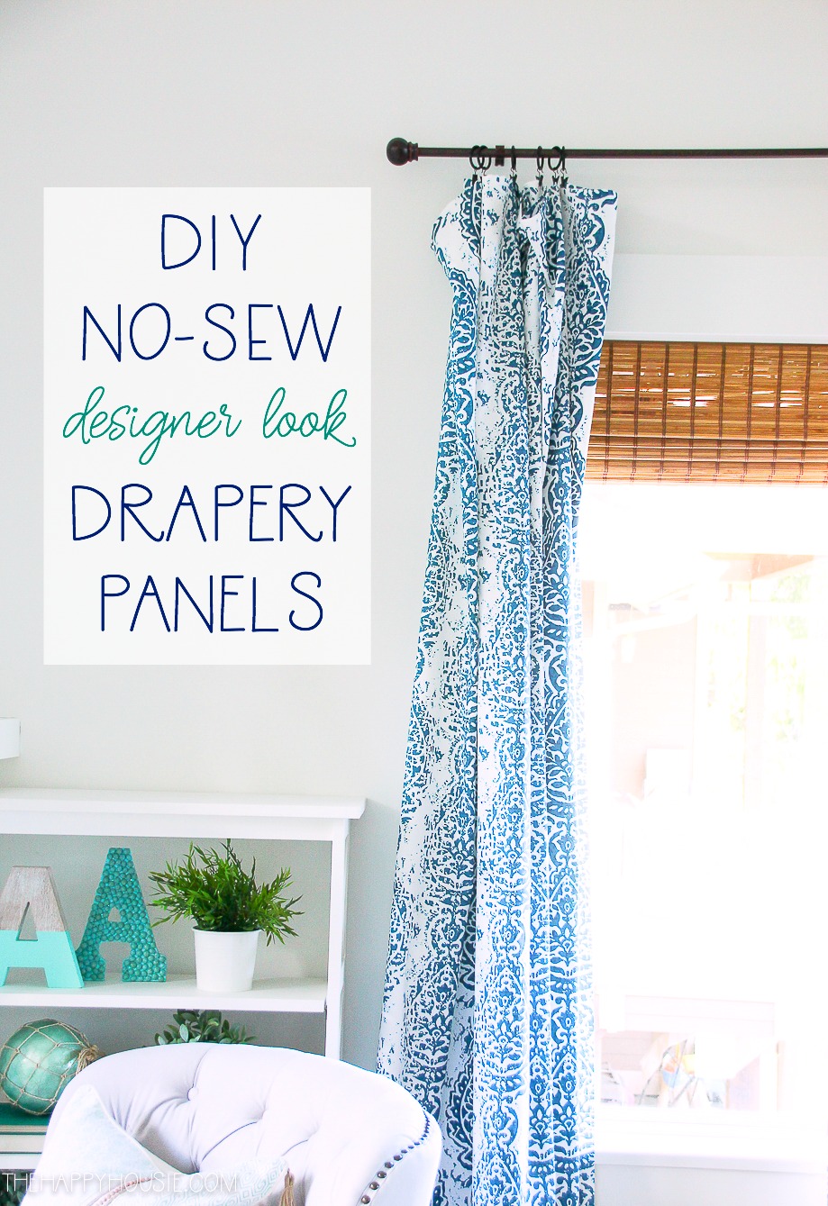 DIY no sew drapery panels graphic.