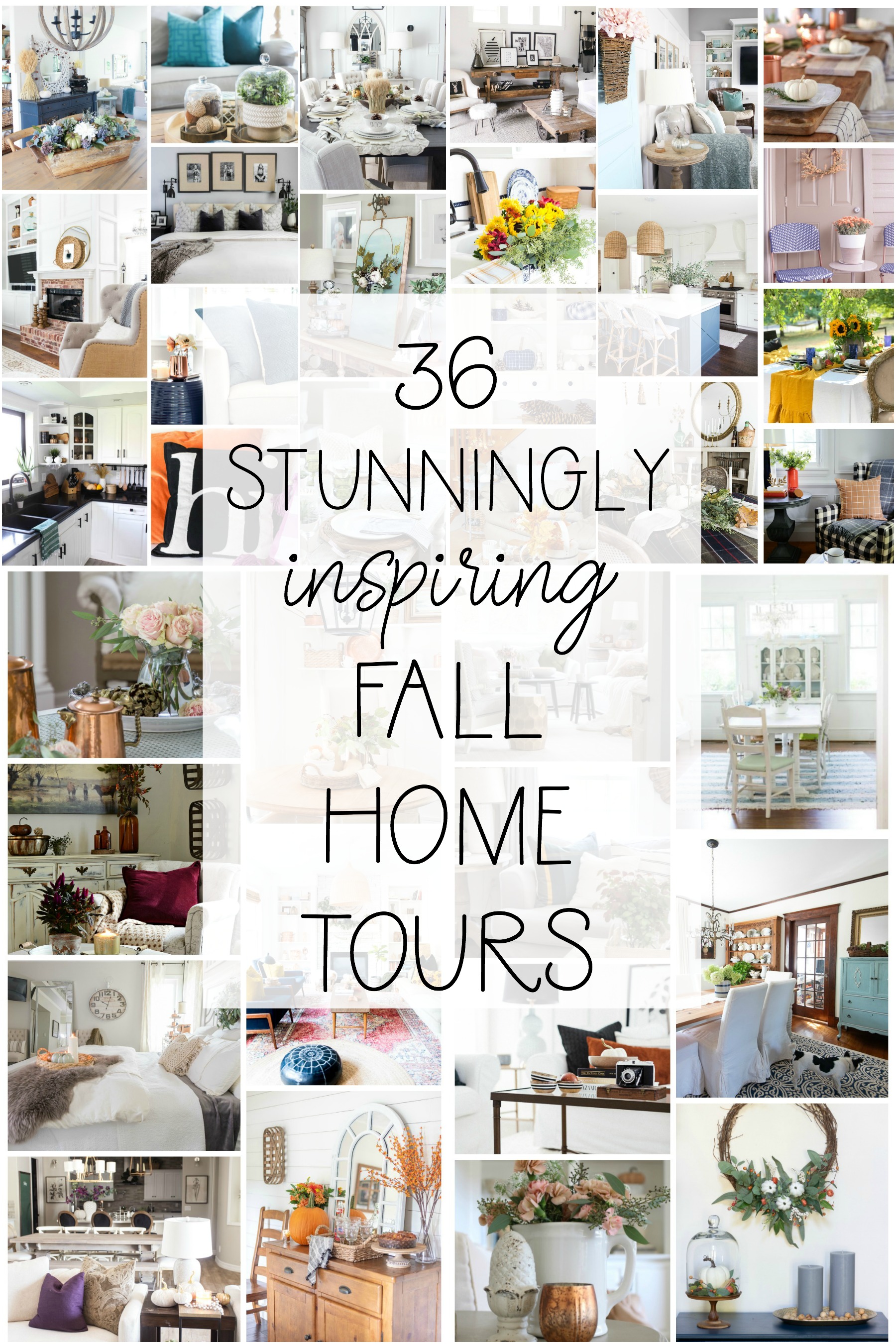 36 Stunningly Inspiring Fall Home Tours poster.