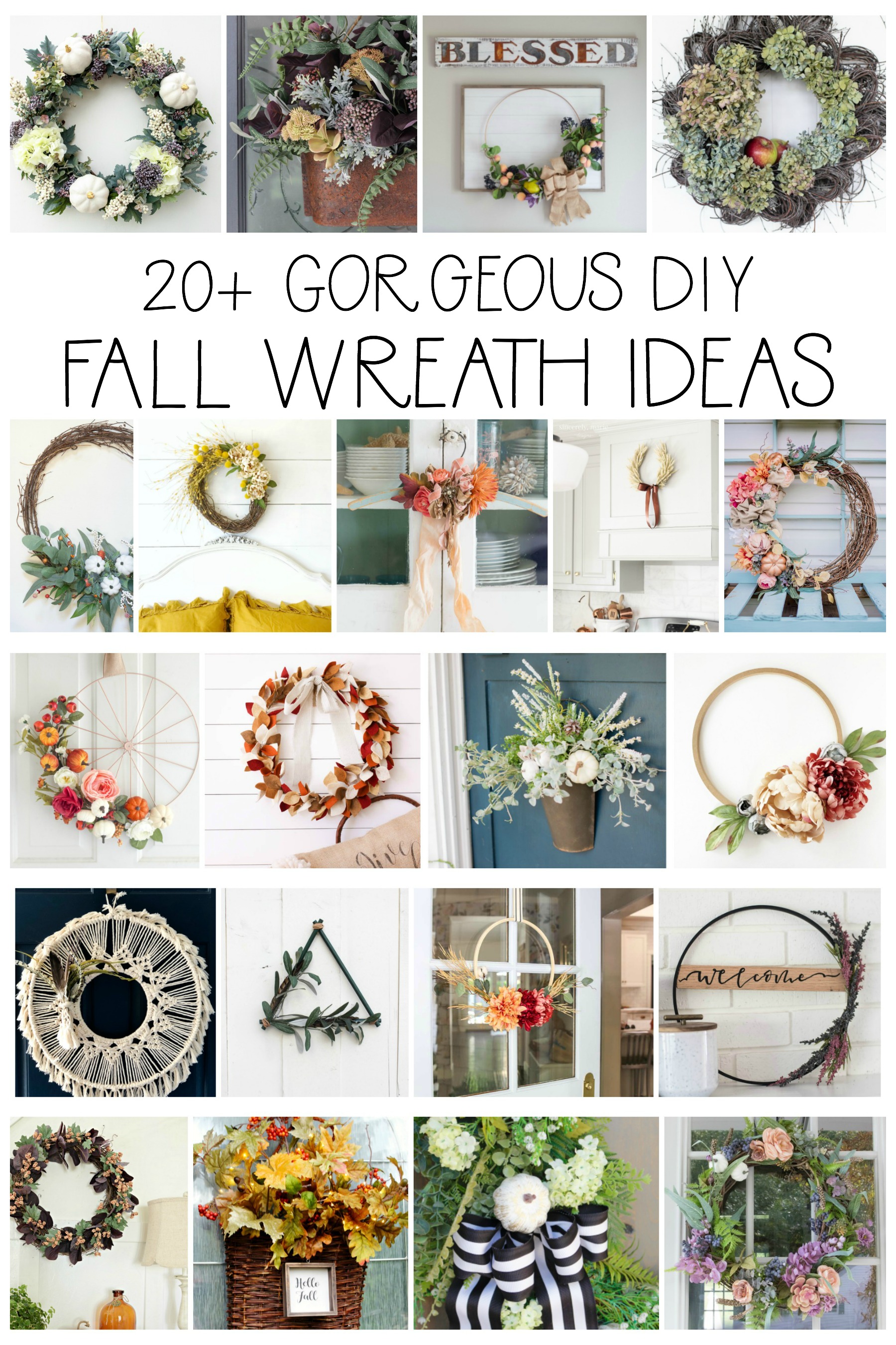 20 gorgeous DIY fall wreath ideas graphic.