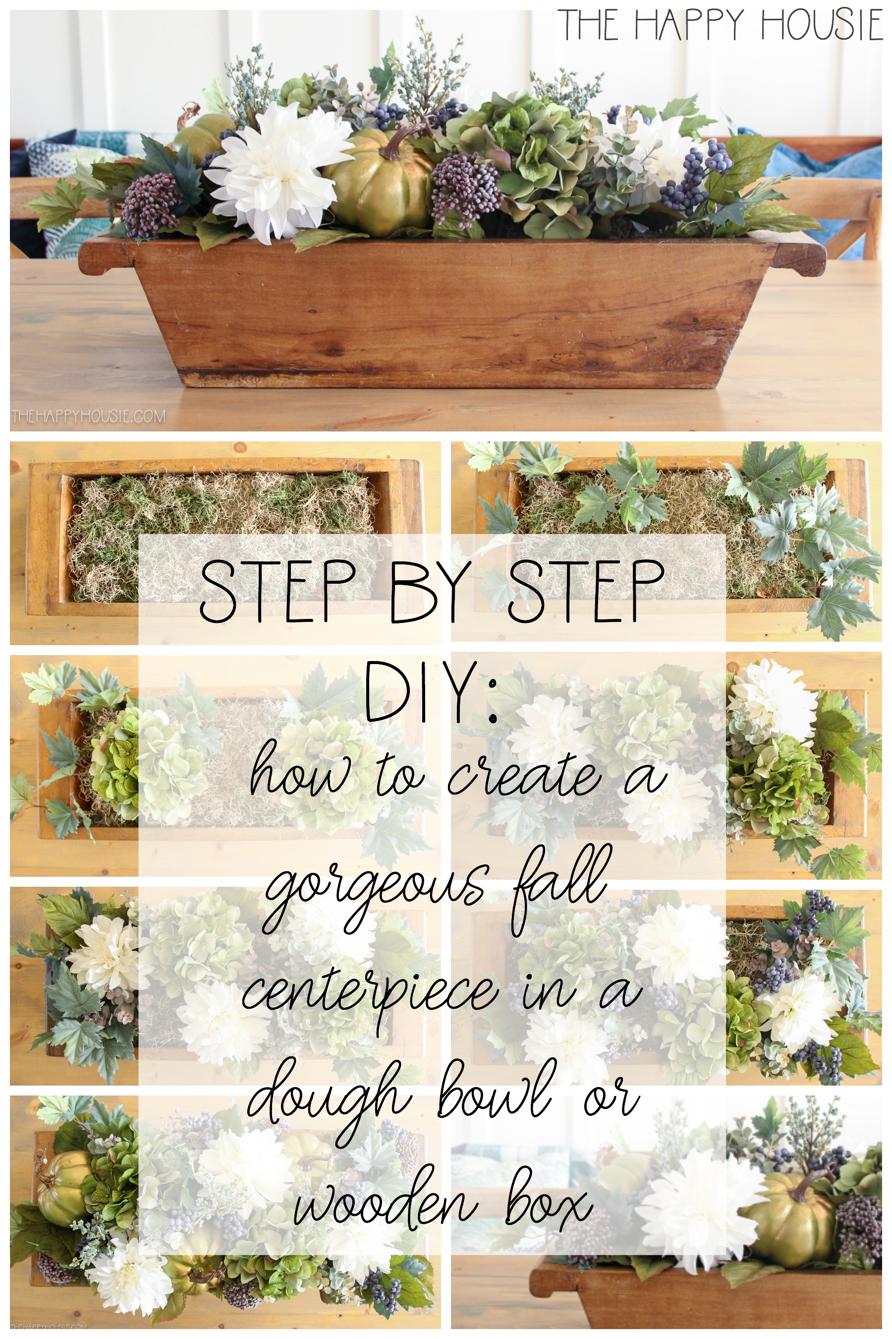 Step by step how to create a dough bowl centerpiece graphic.