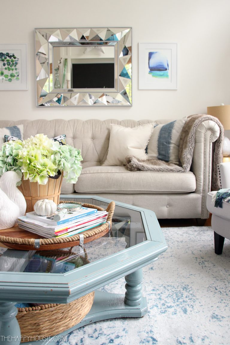 Blue & Green Fall Decor Home Tour | The Happy Housie