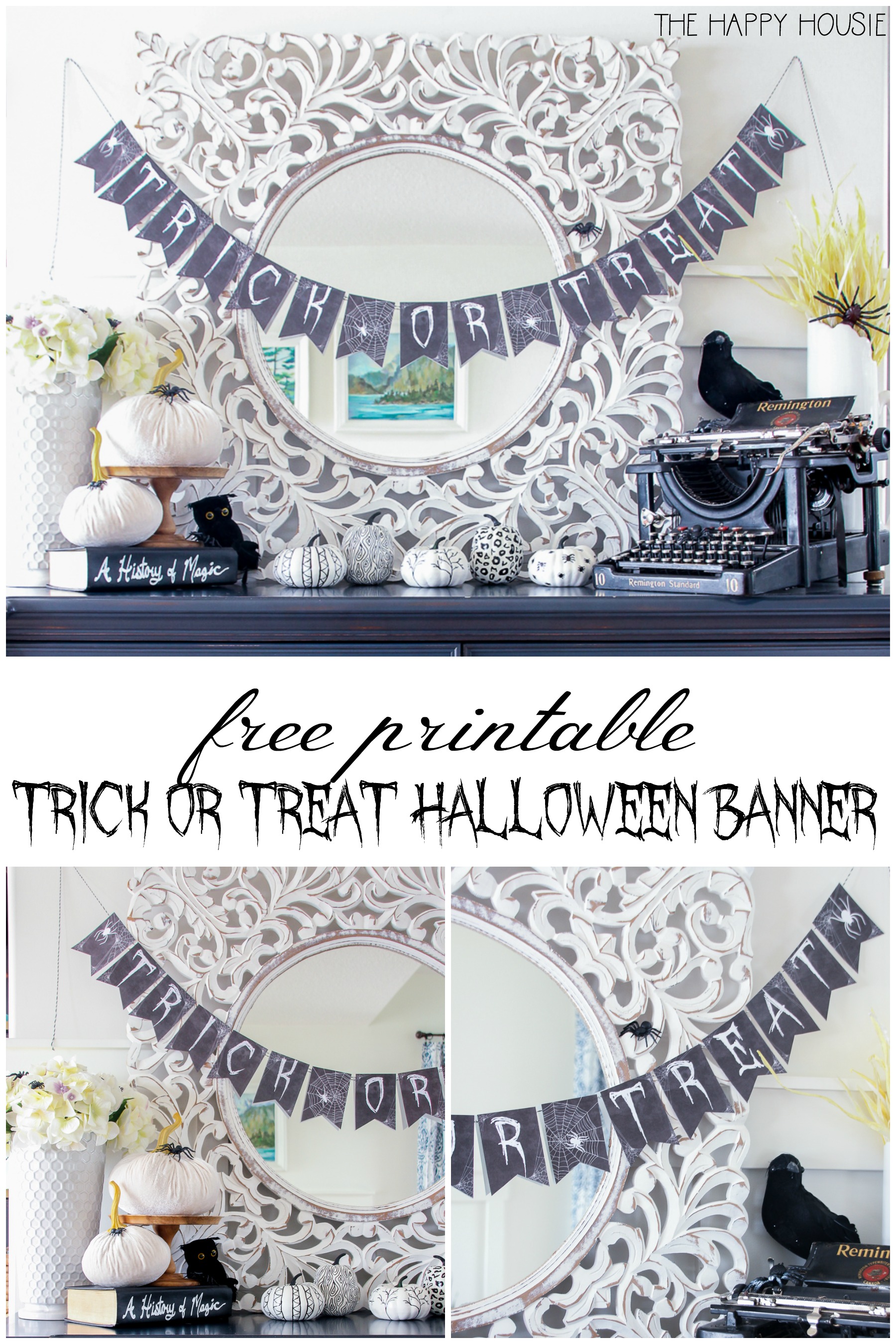 Free Printable Trick Or Treat Halloween Banner poster.